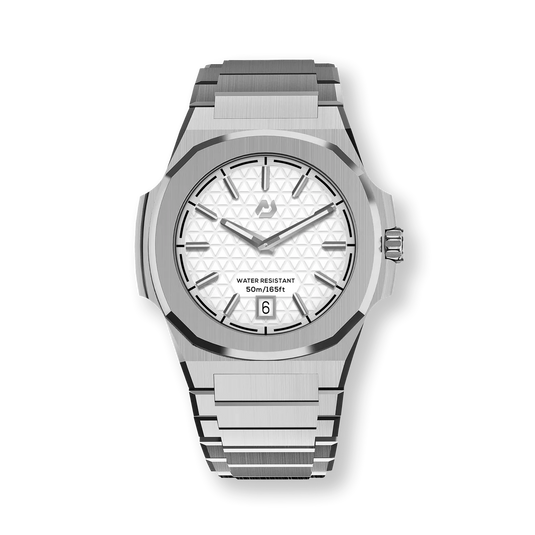 Nuun Official MT Silver Men Analogue Watch White Dial With Silver Marker - MT Silver 40.5mm