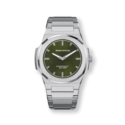 Nuun Official MS Silver Men Analogue Watch Green Dial With Silver Marker - MS Silver 38mm