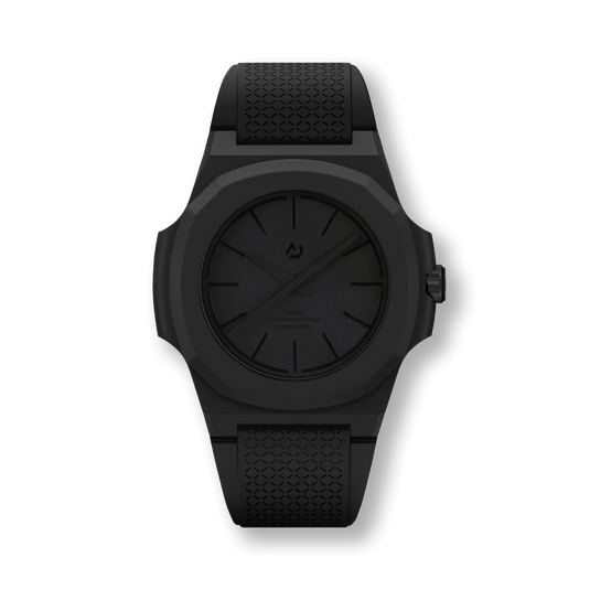 Nuun Official Origen Midnight Men Analogue Watch With Nanotech Silicon Strap Black Marker - Origen Midnight