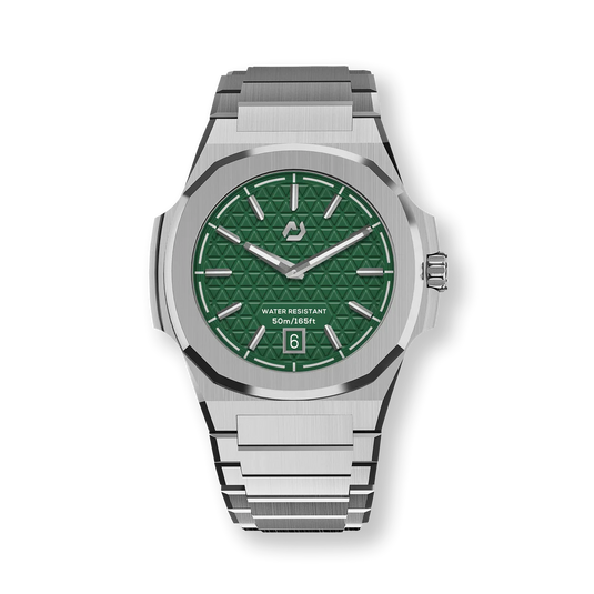 Nuun Official MT Silver Men Analogue Watch Green Dial With Silver Marker - MT Silver 40.5mm
