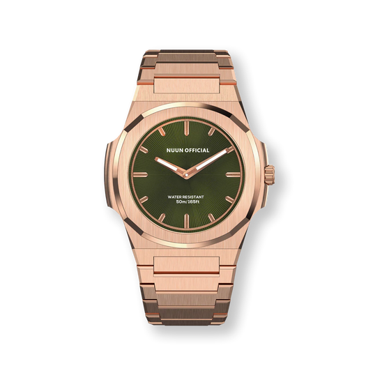 Nuun Official MS Rosegold Men Analogue Watch Green Dial With Gold Marker - MS Rosegold 38mm