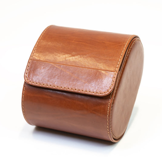 Premium Genuine Leather Watch Roll Case – Travel Watch Pouch & Organizer Heritage Brown