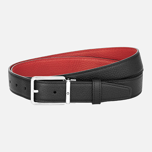 Mont Blanc, Black/red32 mm reversible leather belt