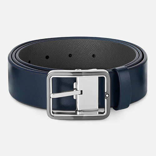 Mont Blanc, Blue/grey 35 mm reversible leather belt