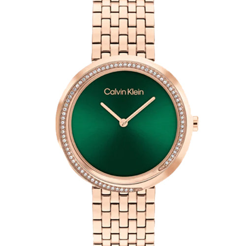 Calvin Klein Twisted Bezel Green Dial Women 34mm 25100068
