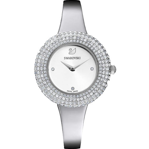 Swarovski Crystal Rose Silver Dial with Silver Chain Watch for Women