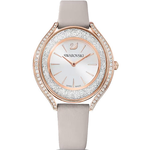 Swarovski Crystalline Aura Silver Dial & Grey Strap Watch for Women
