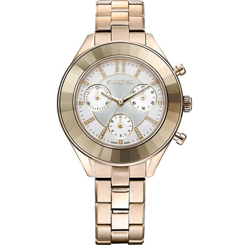 Swarovski Octea Lux Sport Women's Silver Dial 39 MM & Champagne Gold Chain Strap Watch