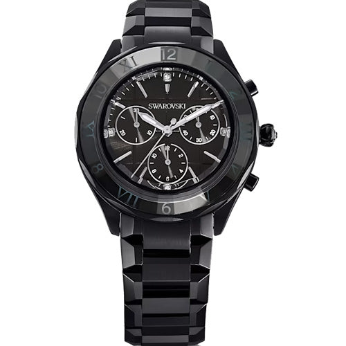 Swarovski Dextera Black Dial 39 MM & Black Chain Watch for Ladies