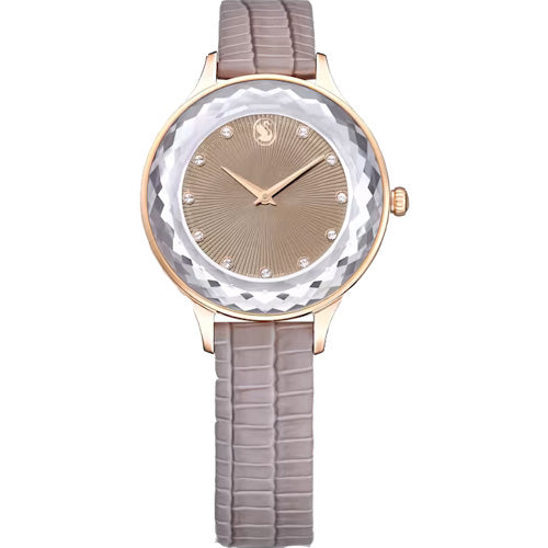 Swarovski Octea Nova Women's Beige Dial 33 MM & Leather Strap Watch