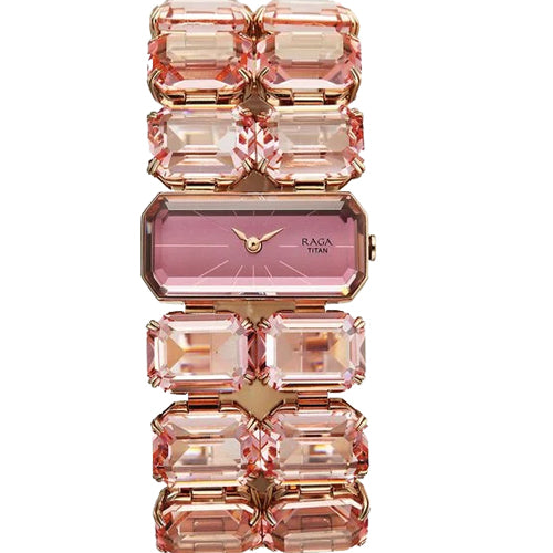 Titan Raga Cocktails Quartz Analog Rose Gold Dial Stainless Steel Strap Watch For Women 18mm 95320WM02