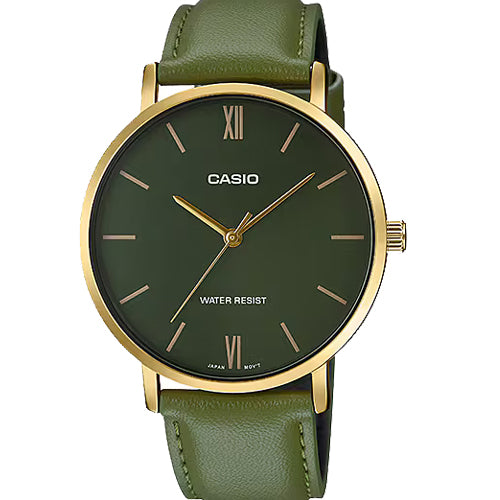 Casio Enticer MTP-VT01 series Green Dial Men 40mm A1782 MTP-VT01GL-3B