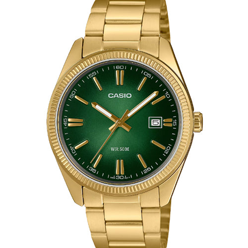 Casio Enticer Green Dial Men 38.5mm A2374 MTP-1302PGC-3AV
