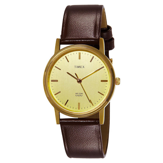 Classics Gold Dial Brown Leather Strap