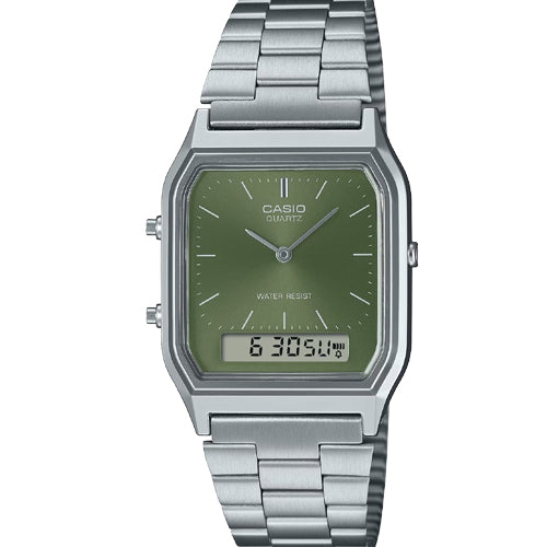 Casio Vintage Green Dial Unisex 29.8mm AD278 AQ-230A-3AMQY