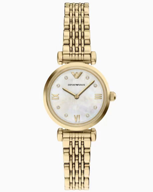 Emporio Armani Gianni T-Bar White Mother-Of-Pearl Dial Women 28mm AR11806