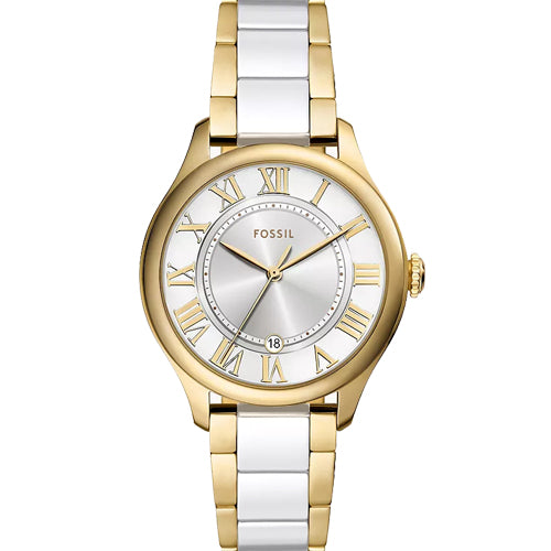 Fossil Gilmore White Ceramic Silver Dial Women 38mm CE1131