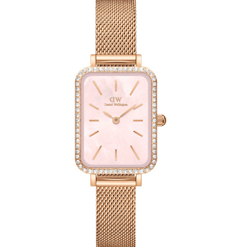 Daniel Wellington Quadro Lumine Bezel Melrose Pink Mother-Of-Pearl Dial Women 20*26mm DW00100669