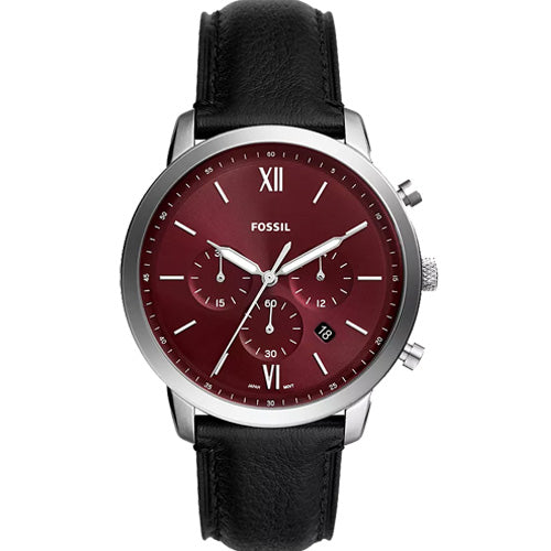 Fossil Neutra Men's Burgundy Dial & Black Strap 44 MM Watch