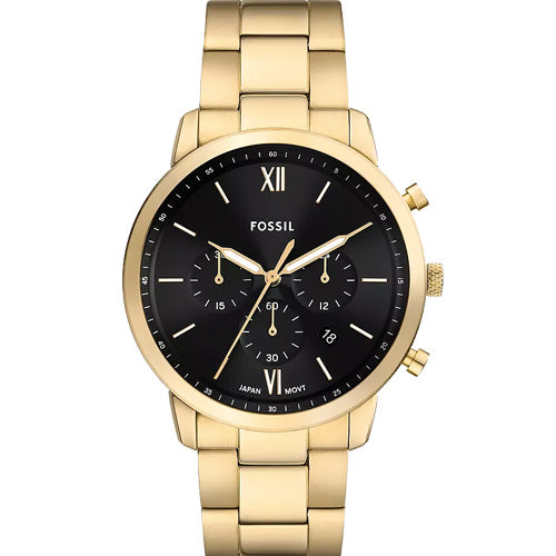 Fossil Neutra Black Dial & Gold Chain 44 MM Watch for Men