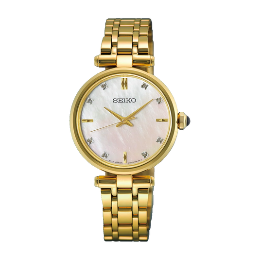 Seiko Dress White Mother-Of-Pearl Dial Women 29mm HGH008P1