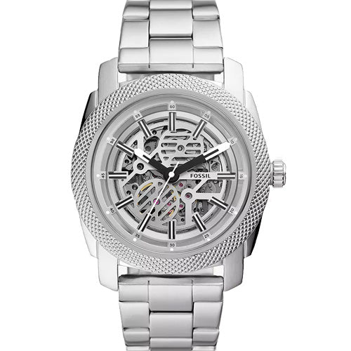 Fossil Machine Silver Dial Men 45mm