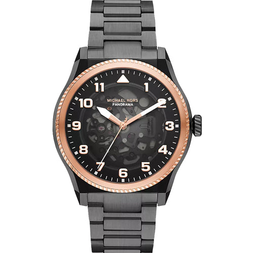 Michael Kors Oversized Panorama Black Skeleton Dial Men 44mm MK9219