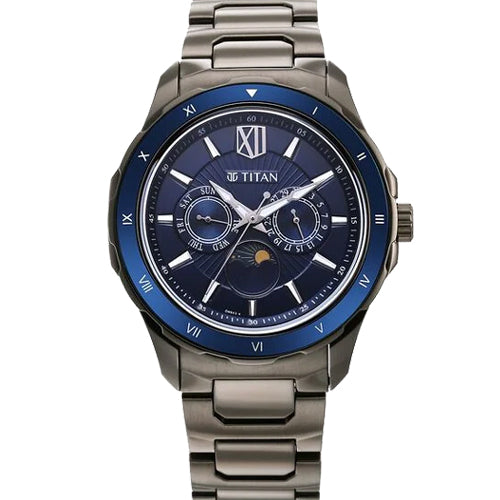 Titan Regalia Premium Blue Dial Stainless Steel Strap Watch for Men 43mm NS1688KM07