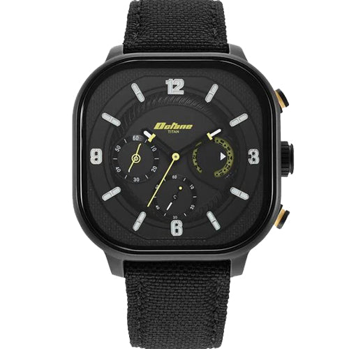 Titan Octane Aerobatics Black Chrono Fabric Strap Watch for Men 39.5mm NS1856NL01