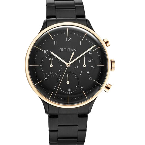 Titan Urban Magic Black Dial Analog Stainless Steel Strap watch for Men 42mm NS90102KM01