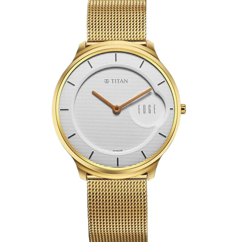 Titan Edge Slim Stainless Steel Strap White Dial Analog Watch for Men 38mm NT1843YM01