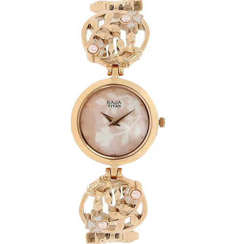 Titan Raga Aurora Pink Dial Women Watch With Metal Strap 25mm NT2540WM05