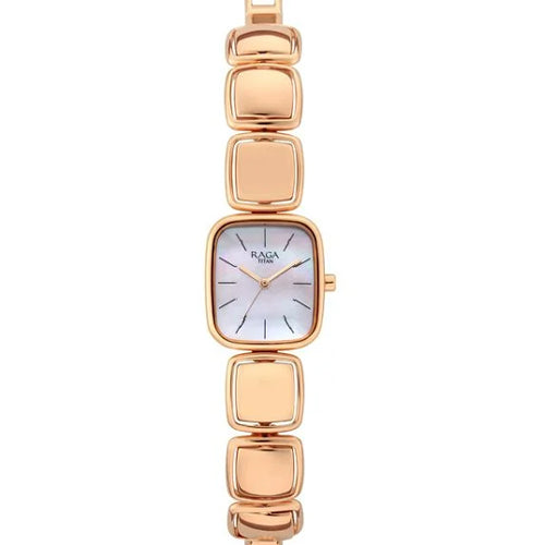 Titan Raga Moments of Joy Mother of Pearl Dial Analog Rose Gold Metal Strap watch for Women 24mm NT95136WM01