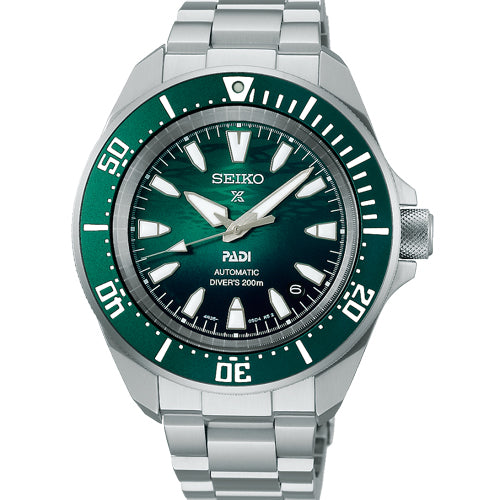 Seiko Prospex PADI 60th Anniversary 4R Compact Mechanical Diver’s Watch in Underwater Emerald Green Dial Men 41.7mm SRPL53K1