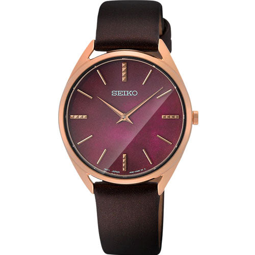Seiko Dress Burgundy Dial Women 32mm