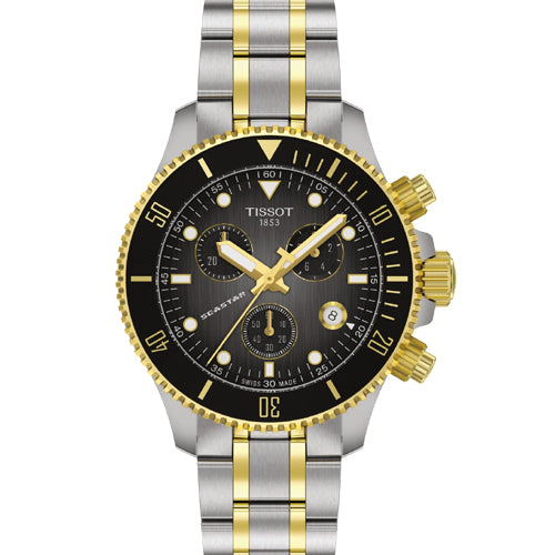 Tissot T-Sport Seastar 1000 Quartz Chronograph Graded Grey Black Dial Men 38mm T1202172206100