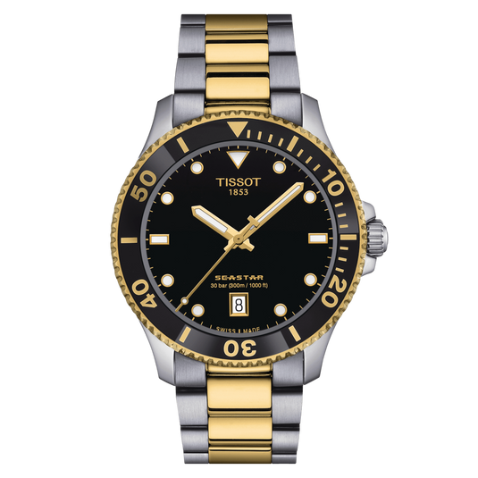 Tissot T-Sport Seastar 1000 Black & Gold Dial Men 25.6mm