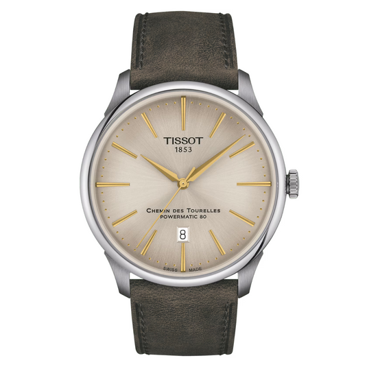 Tissot T-Classic Men Chemin Des Tourelles Powermatic 80 42 Mm Automatic Stainless Steel Ivory