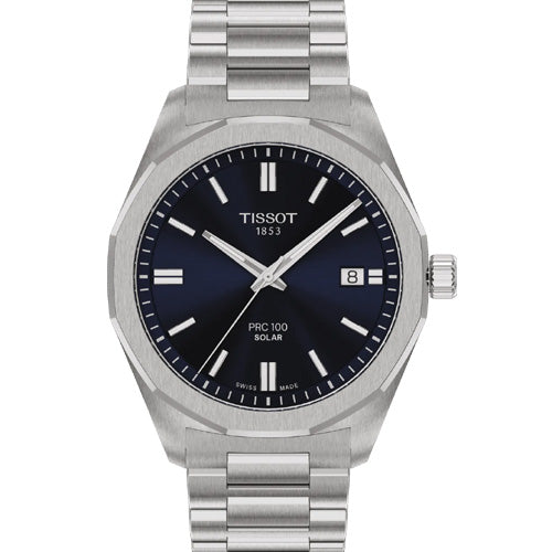 Tissot T-Classic PRC 100 Solar Quartz Blue Dial Men 39mm T1514221104100