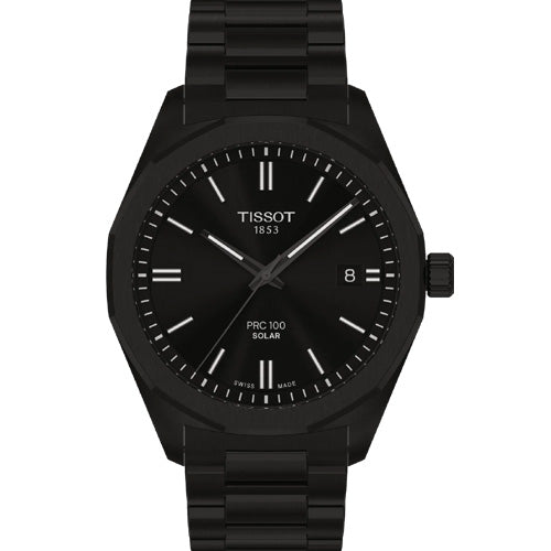 Tissot T-Classic PRC 100 Solar Quartz Black Dial Men 39mm T1514223305100