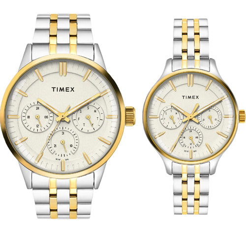 Timex Pairs Grey Round Dial Analog Watch 44mm & 36mm TW00PR317