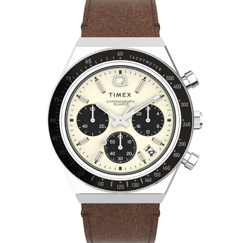 Timex Q Timex Men Cream Round Dial Analog Watch 40mm TW2V42800U9
