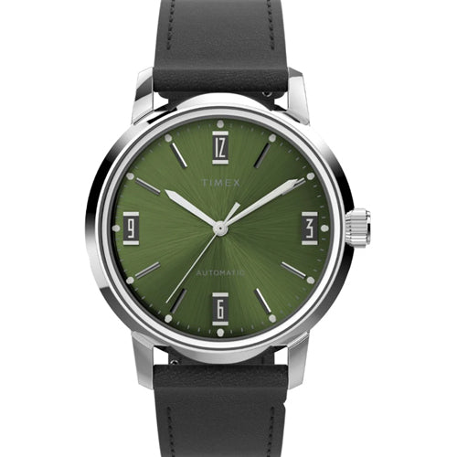Timex Marlin Men’s Green Round Dial Leather Strap Watch 40mm TW2V44600U9