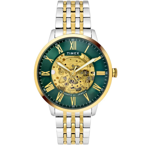 Timex E Class Trend Men Automatic Green Round Stainless Steel Dial Watch 42mm TWEG23504