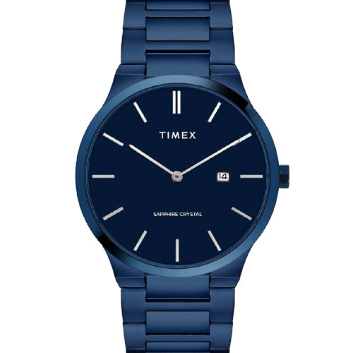 Timex E Class Men Analog Blue Round Stainless Steel Dial Watch 41mm TWEG23602