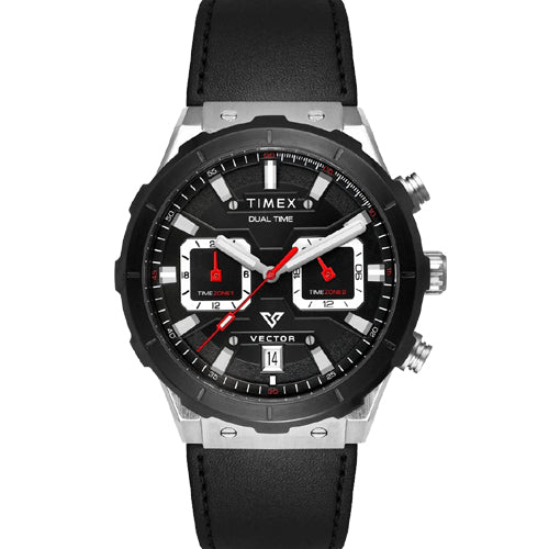 Timex E Class Men Black Round Dial Analog Chronograph Watch 40.5mm TWEG24800