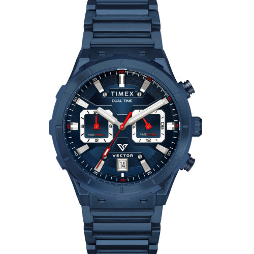 Timex Vector Men Blue Round Dial Analog Chronograph Watch 40.5mm TWEG24801