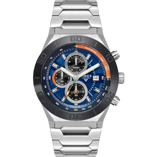 Timex E Class Men Blue Round Dial Analog Chronograph Watch 44mm TWEG24900