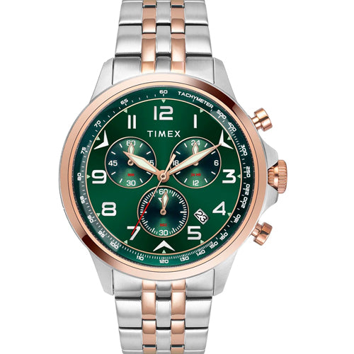Timex E Class Men Green Round Dial Analog Chronograph Watch 47.7mm TWEG25102