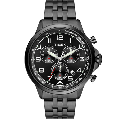 Timex E Class Men Black Round Dial Analog Chronograph Watch 47.7mm TWEG25103